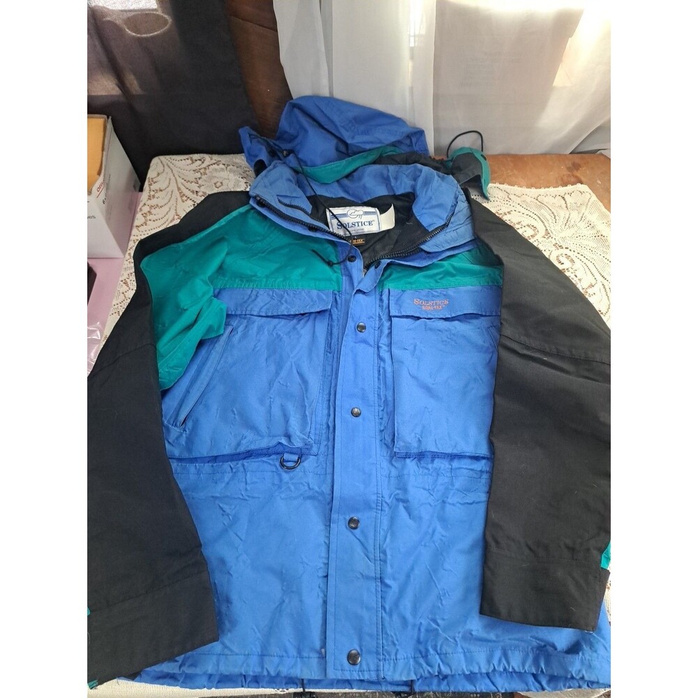 Vintage Solstice Gore Tex 80s 90s Jacket Portland Oregon Blue Green Black Sz Lg